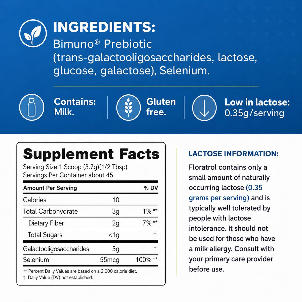 Medtrition Floratrol™ Poudre Prébiotique 222g dans un verre d'eau