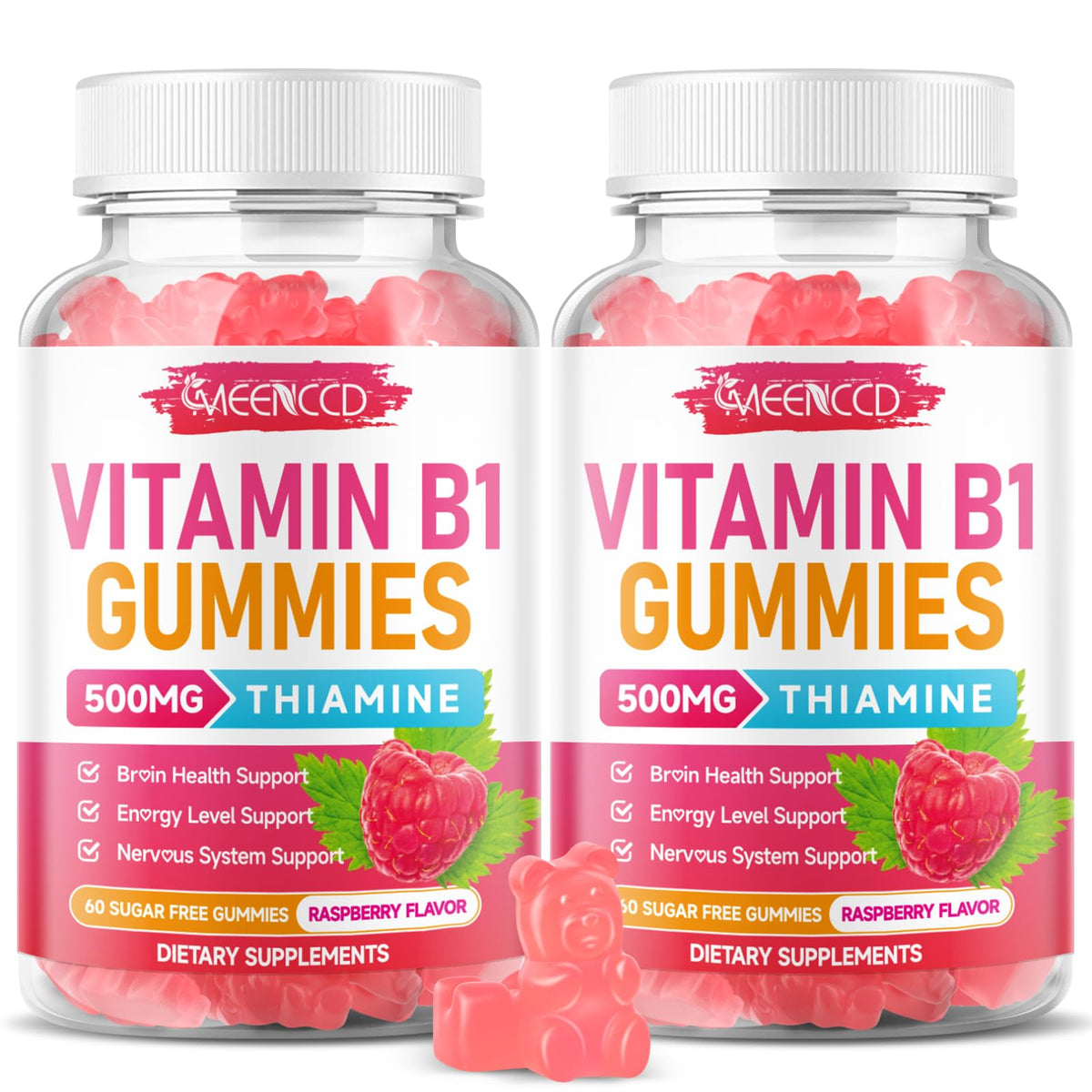 MEENCCD Gummies de Vitamine B1 500mg vue de face avec emballage