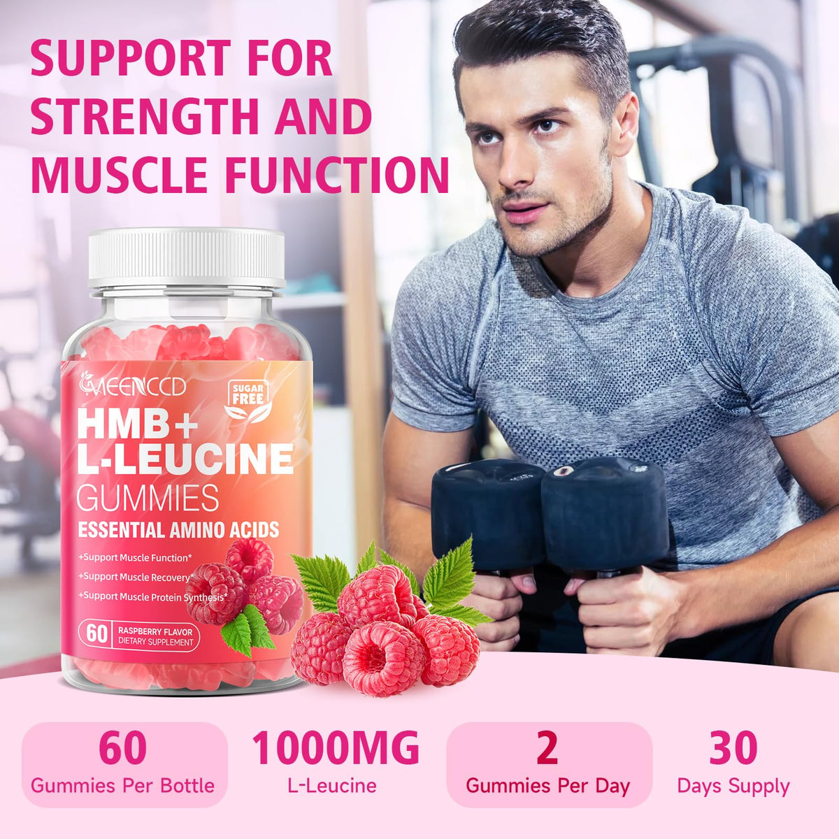 MEENCCD Gummies HMB et L-Leucine 120 pièces, dosage recommandé