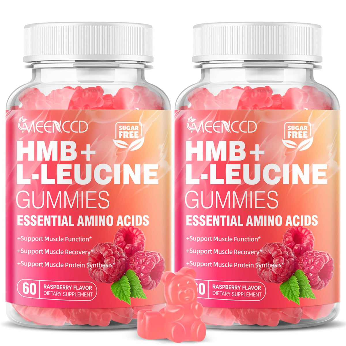 MEENCCD Gummies HMB et L-Leucine 120 pièces, goût framboise, vue avant
