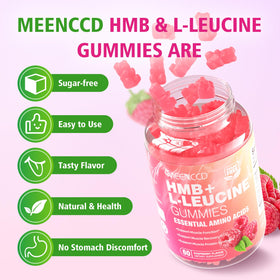 MEENCCD Gummies HMB et L-Leucine 120 pièces, ingrédients sur l'étiquette