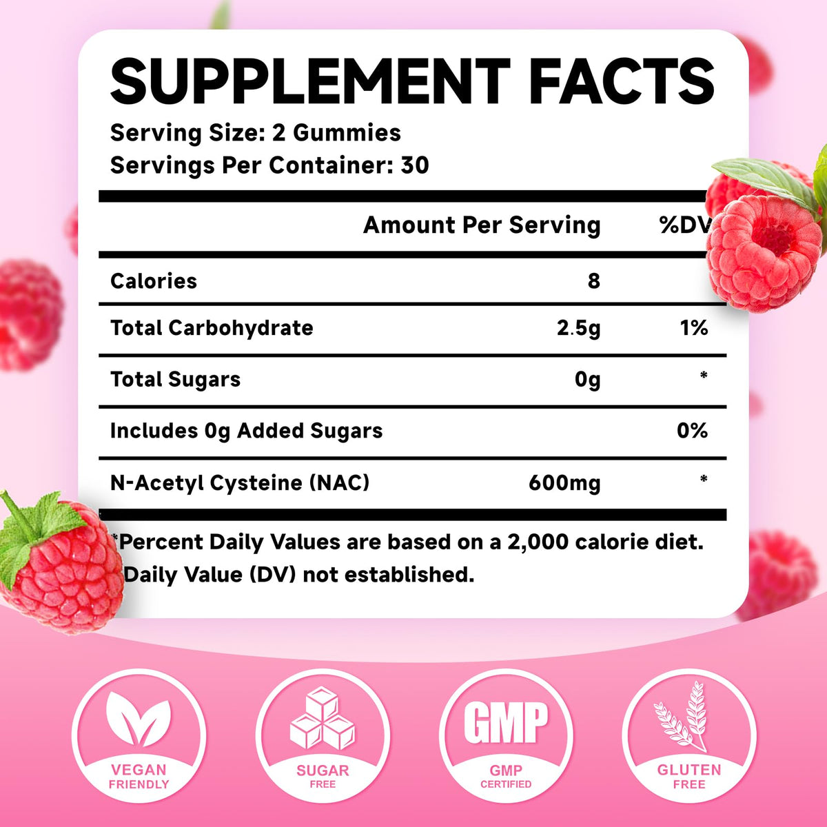 MEENCCD Gummies NAC 600mg 60 pièces emballage