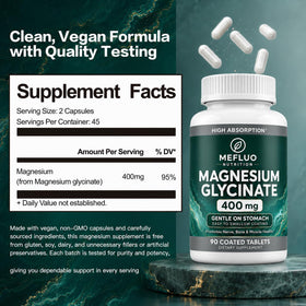 Mefluo Magnésium Glycinate avec une main tenant le flacon