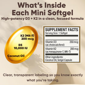 Megacephalus Vitamine D3 K2 gélules dans la main