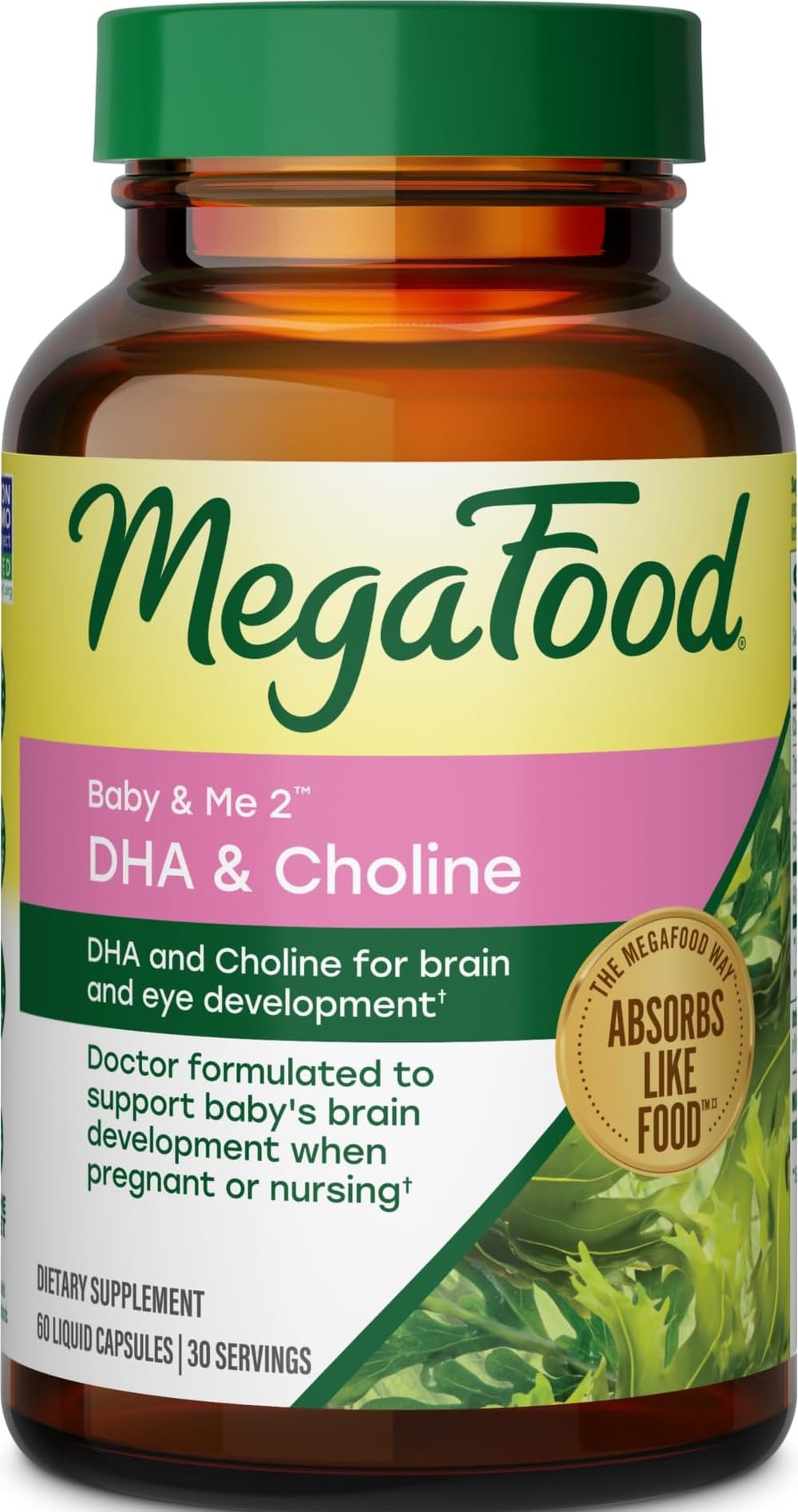 MegaFood Baby & Me 2 DHA & Choline capsules liquides, vue de face