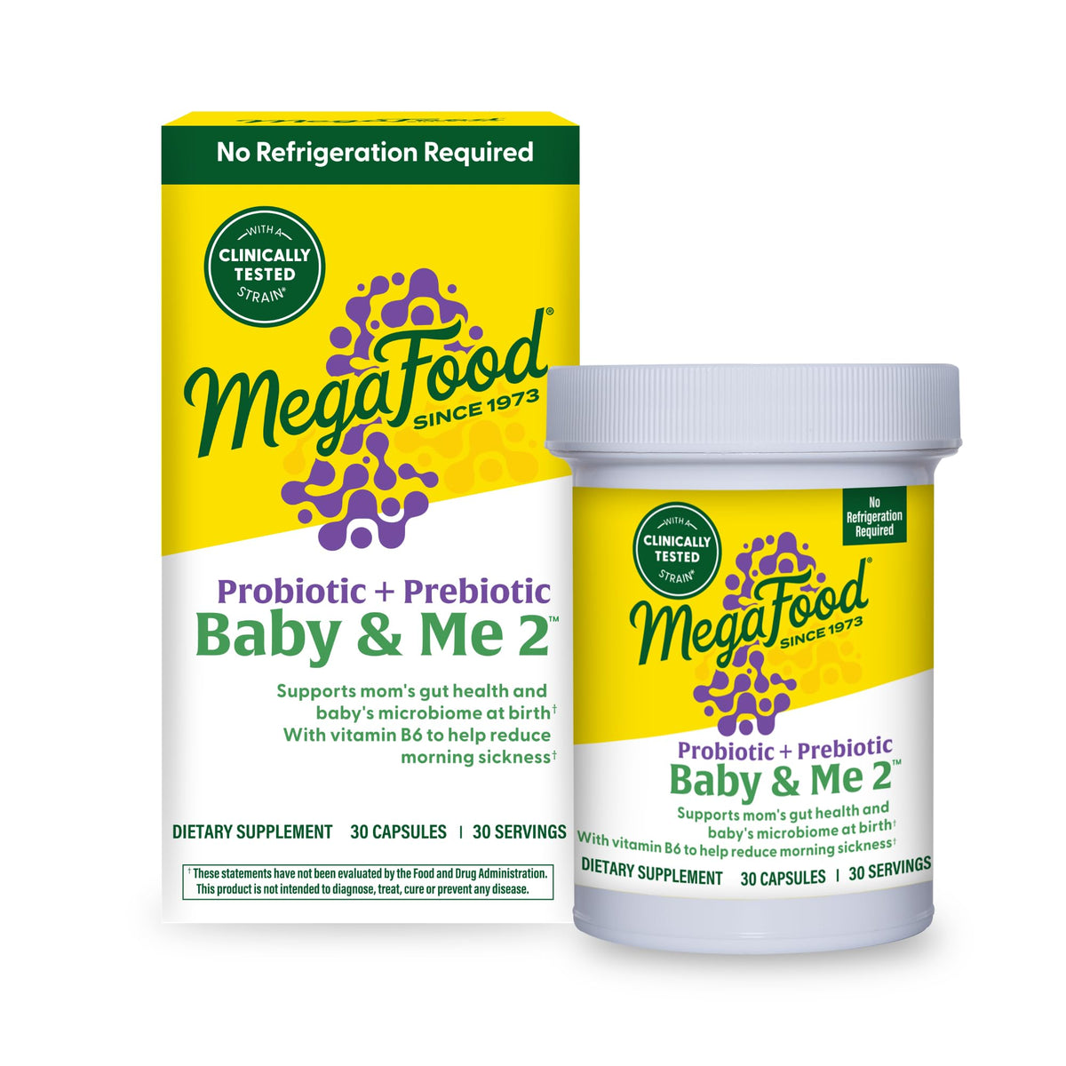 MegaFood Baby & Me 2 Probiotiques Prébiotiques 30 Capsules vue de face