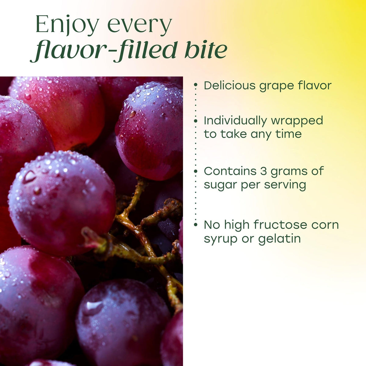MegaFood Chews au raisin sur une table