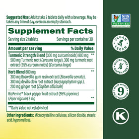 MegaFood Complément Alimentaire Curcuma 300 mg Curcuminoïdes - vue arrière