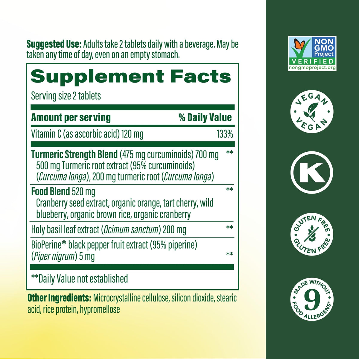 MegaFood Complément Curcuma Extra Fort 500 mg dos de la boîte
