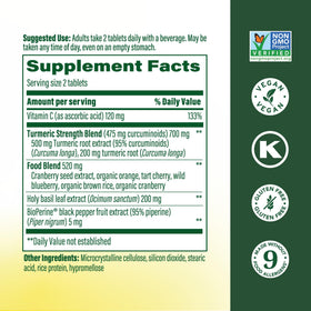 MegaFood Complément Curcuma Extra Fort 500 mg dos de la boîte