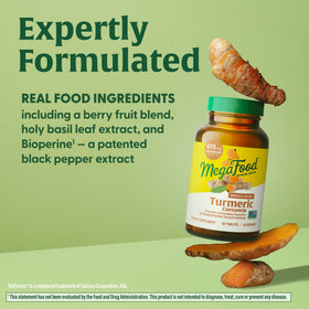 MegaFood Complément Curcuma Extra Fort 500 mg ingrédients sur l'emballage