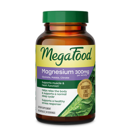MegaFood Complexe de Magnésium 300mg, 60 capsules vue de face