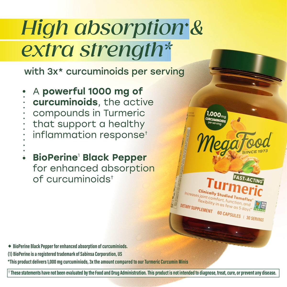 MegaFood Curcuma Capsules en arrière-plan naturel