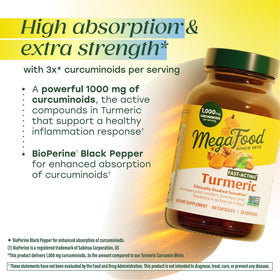 MegaFood Curcuma Capsules en arrière-plan naturel