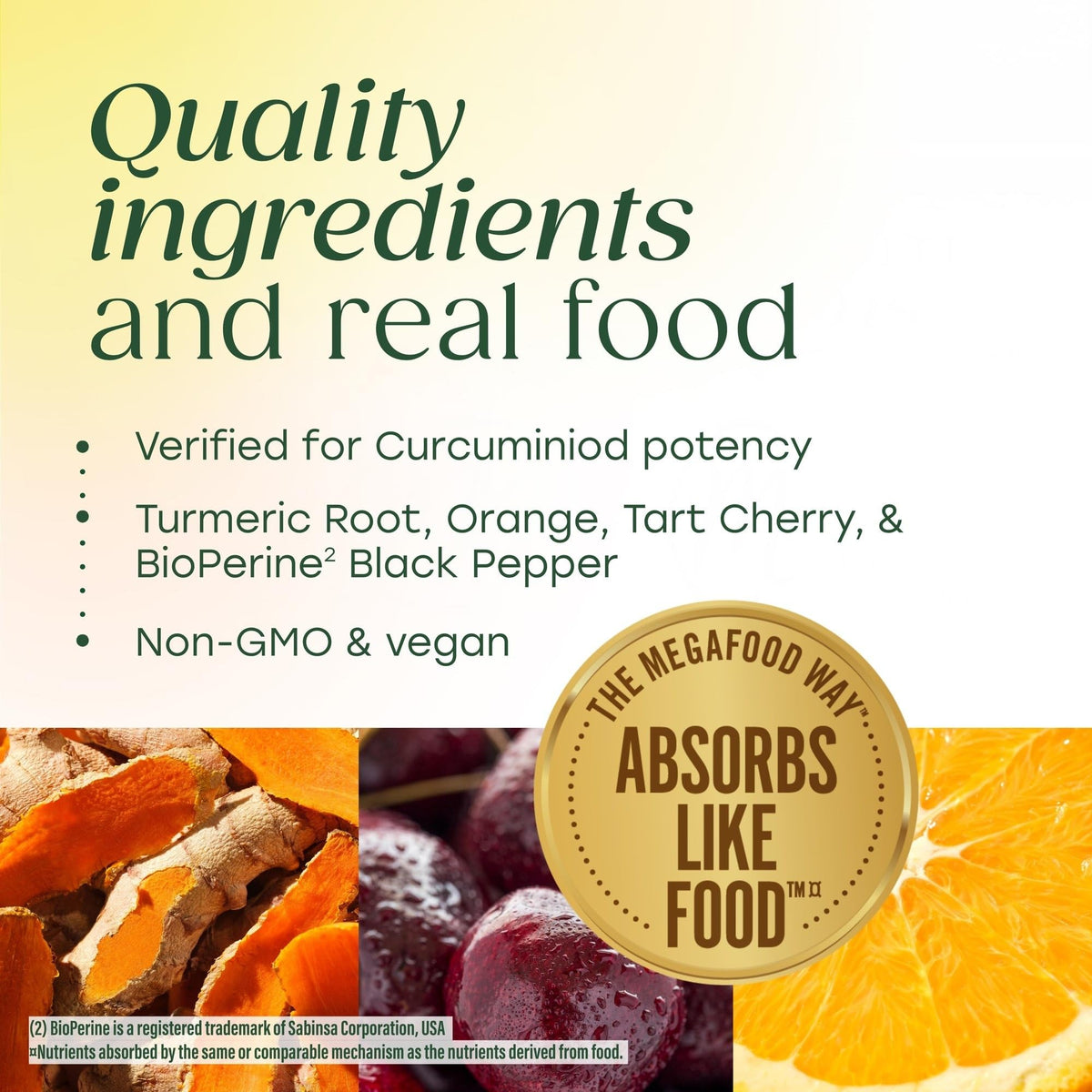MegaFood Curcuma Extra Fort 90 comprimés - ingrédients naturels