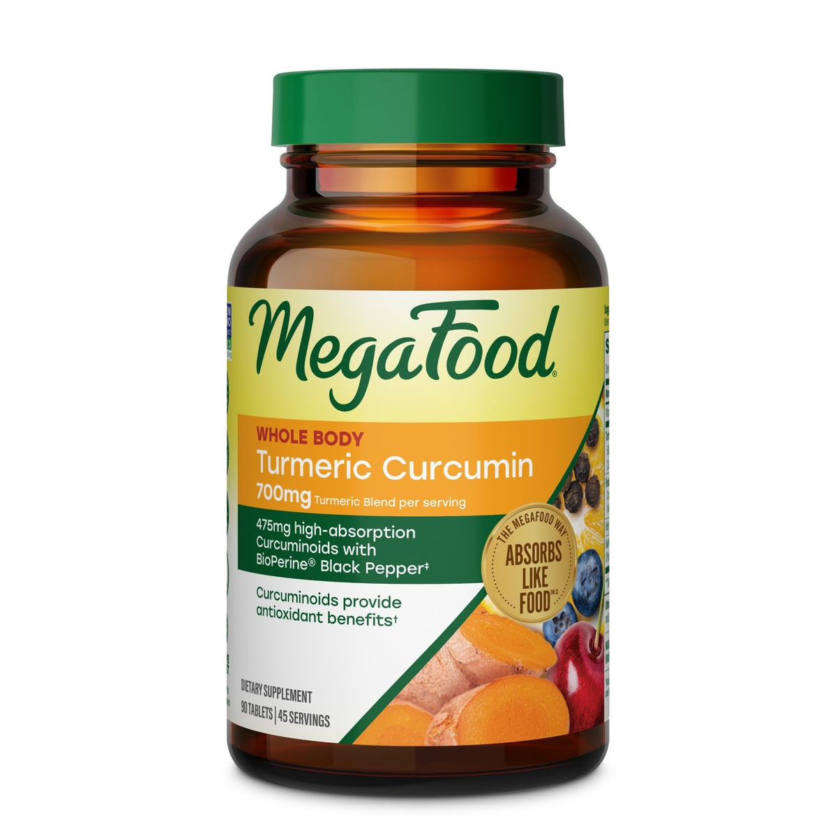MegaFood Curcuma Extra Fort 90 comprimés - vue de face