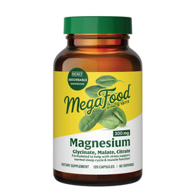 MegaFood Magnésium Glycinate 300mg 120 Capsules - vue de face