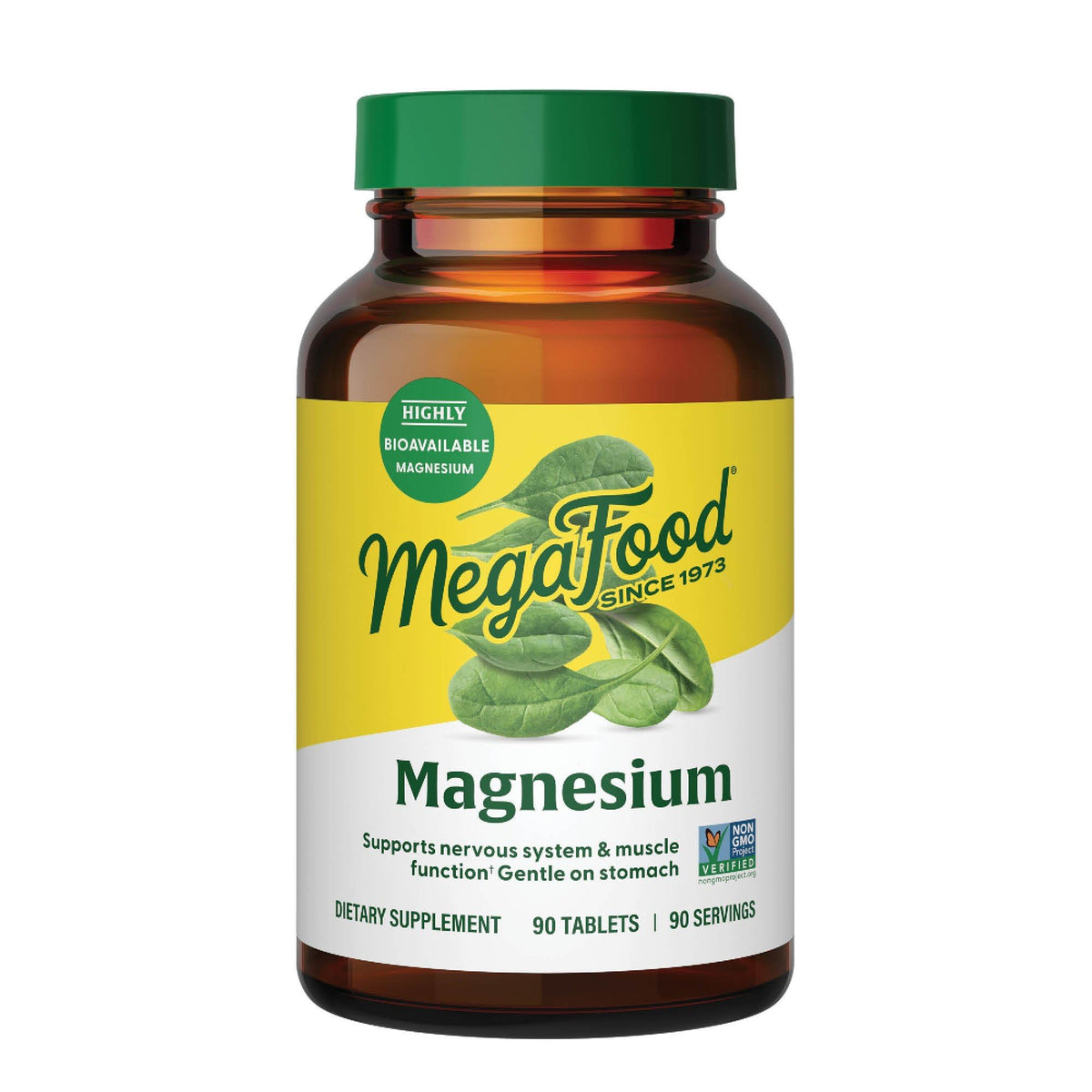 MegaFood Magnésium Glycinate 90 comprimés, flacon avant