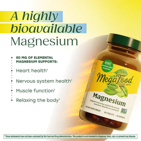 MegaFood Magnésium Glycinate, comprimé sur une table