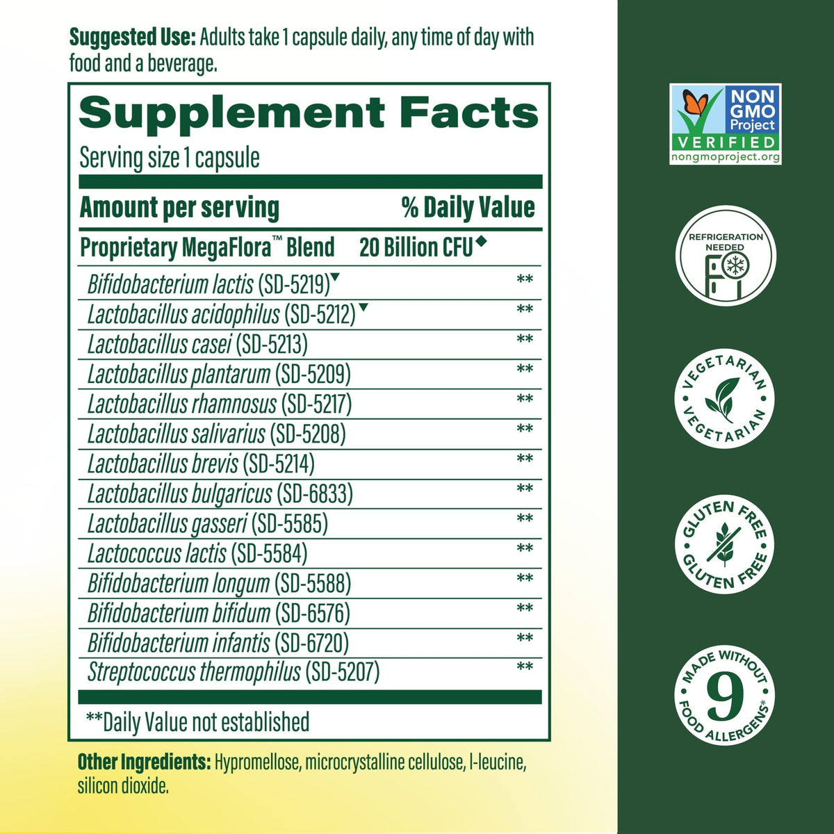MegaFood MegaFlora Probiotic 90 mini capsules arrière