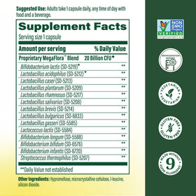 MegaFood MegaFlora Probiotic 90 mini capsules arrière