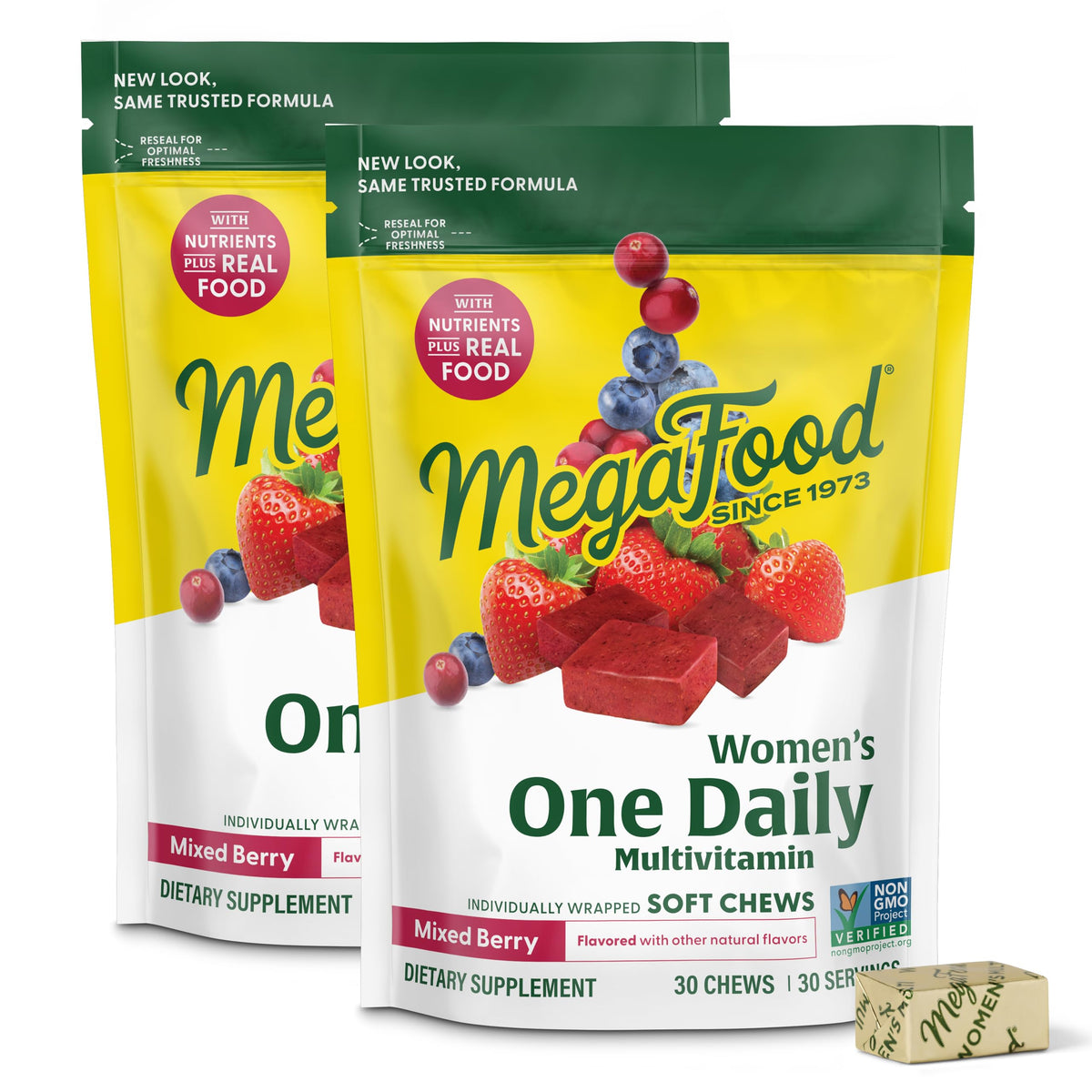 MegaFood Multivitamin Femmes 30 Chews Framboise - vue de face