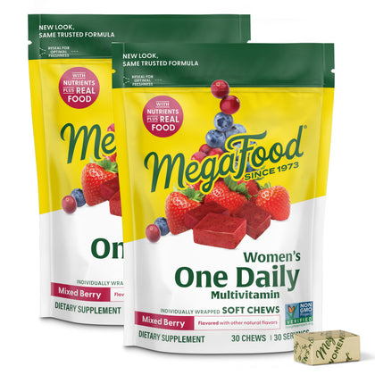 MegaFood Multivitamin Femmes 30 Chews Framboise - vue de face