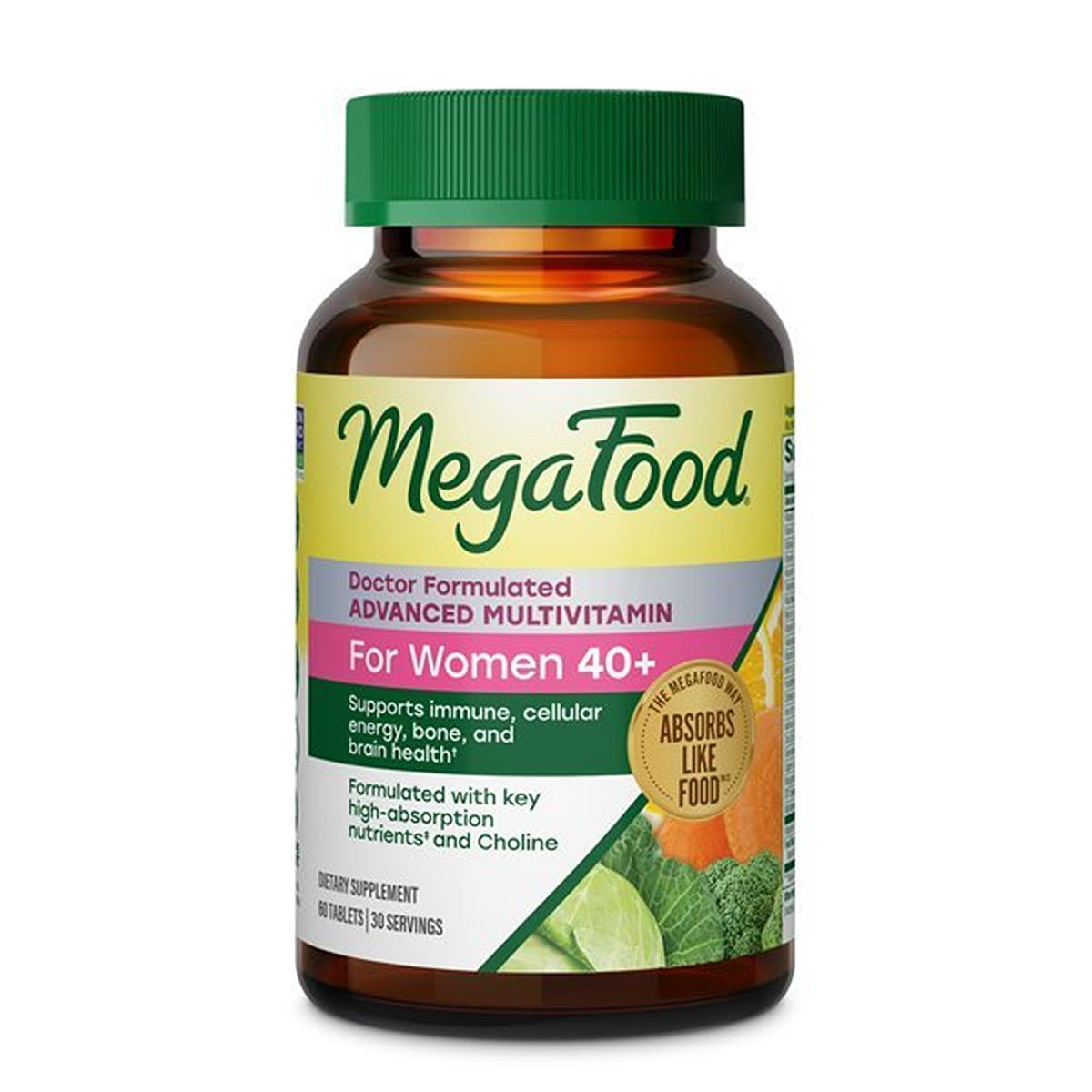 MegaFood Multivitamines Avancées Femme 40+ 60 Comprimés vue de face