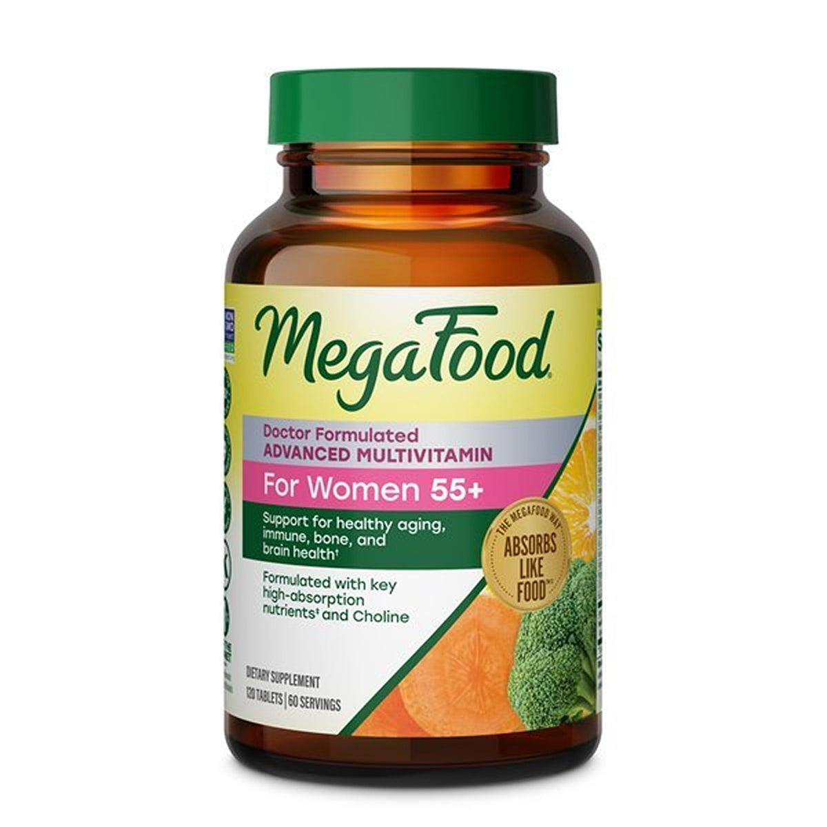 MegaFood Multivitamines Avancées Femmes 55+ 120 comprimés vue de face