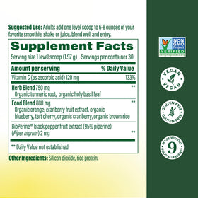 MegaFood Poudre de Curcuma 500 mg vue latérale