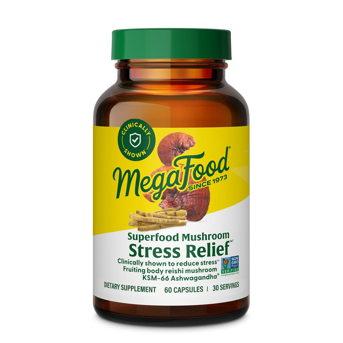 MegaFood Superfood Champignon Anti-Stress 60 capsules vue de face