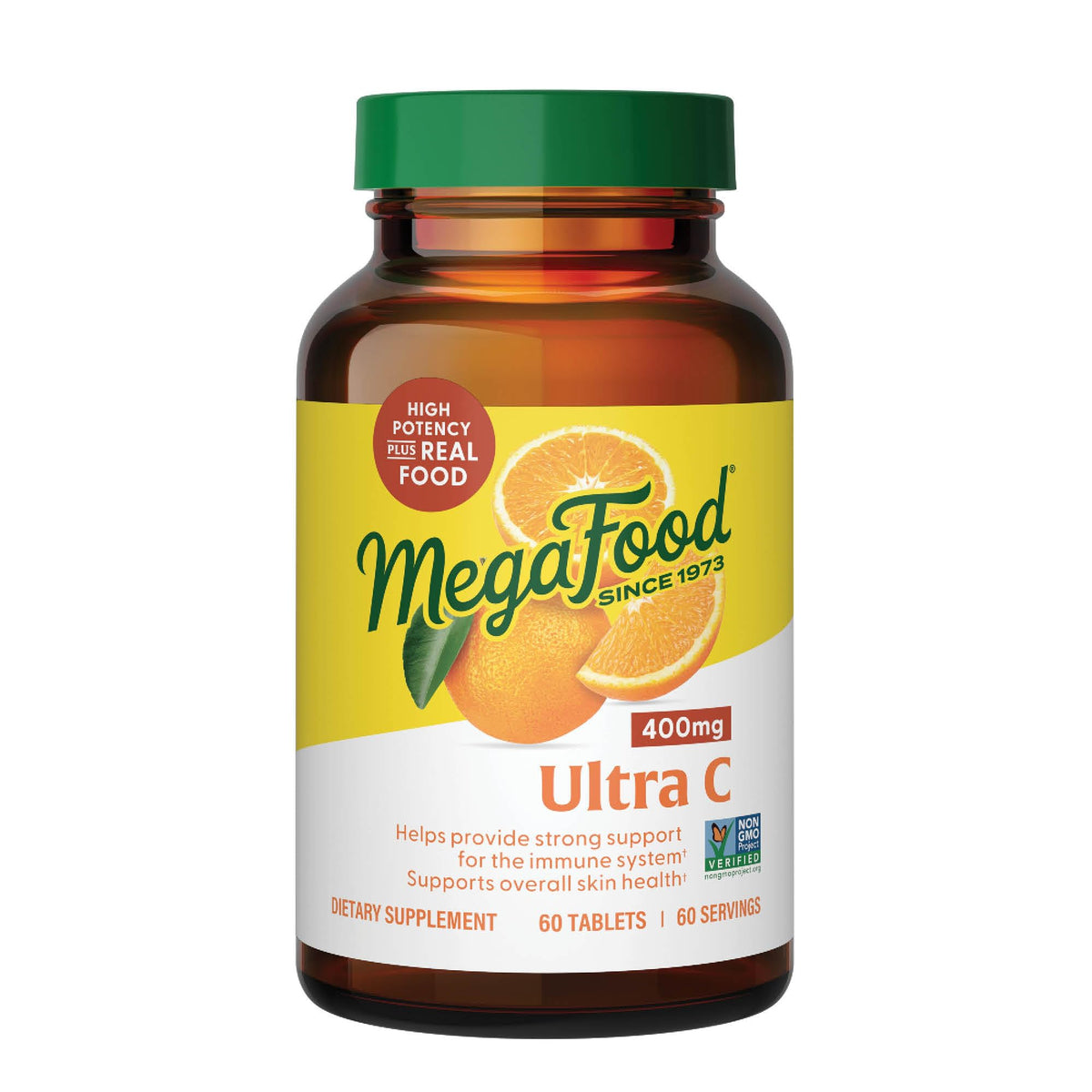 MegaFood Ultra C 400 mg comprimés de vitamine C, vue de face