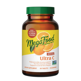 MegaFood Ultra C 400 mg comprimés de vitamine C, vue de face