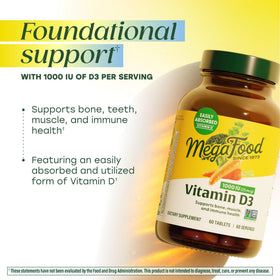 MegaFood Vitamine D3 comprimé sur fond blanc