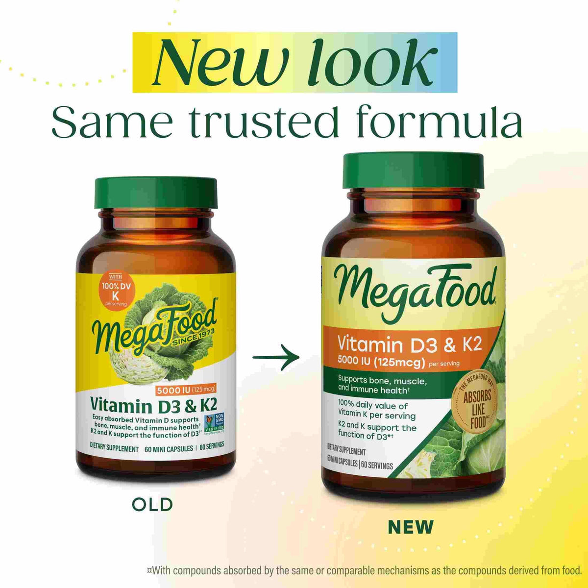 MegaFood Vitamine D3 K2 5000 IU 60 Mini Capsules côté