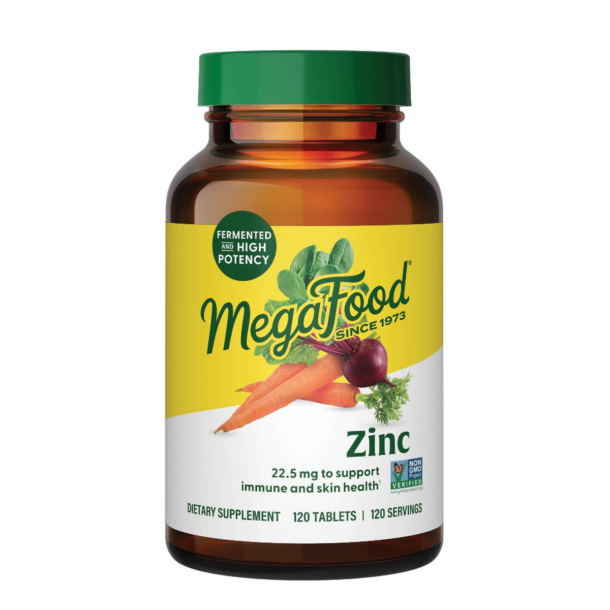 MegaFood Zinc Bisglycinate 120 comprimés, vue de face
