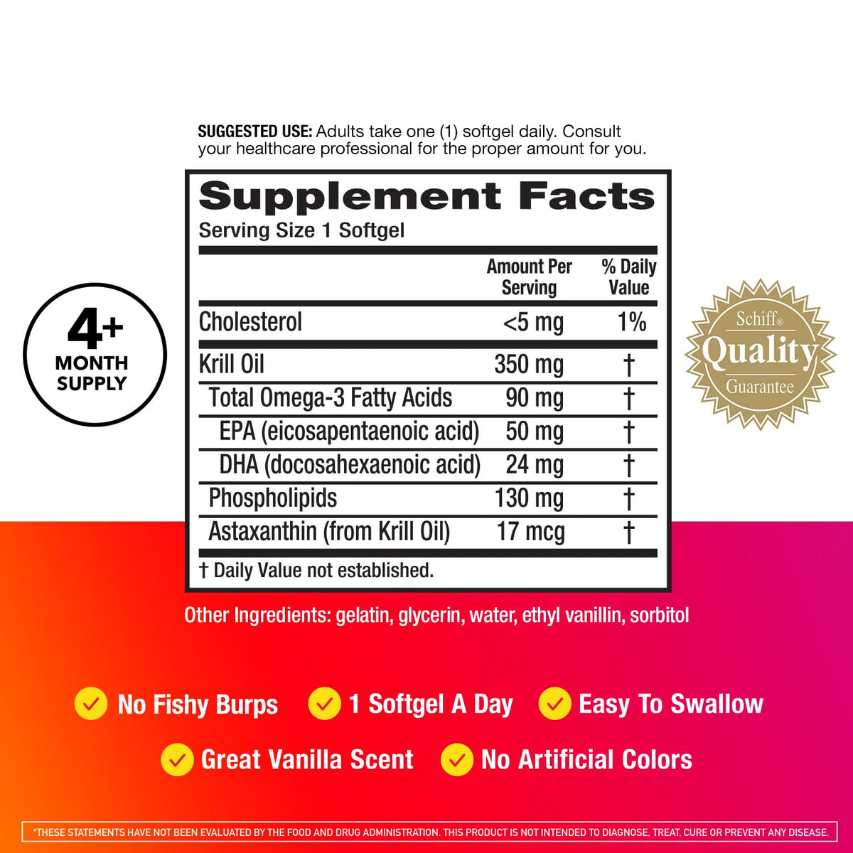 MegaRed Huile de Krill 350mg étiquette du produit