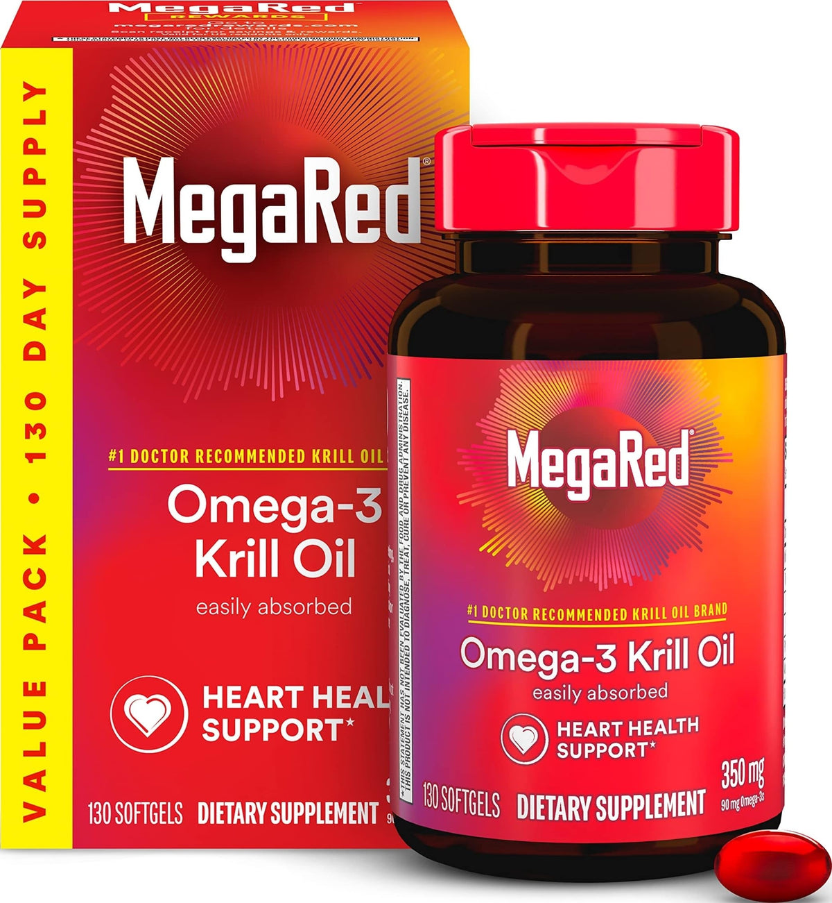 MegaRed Huile de Krill 350mg gélules en bouteille