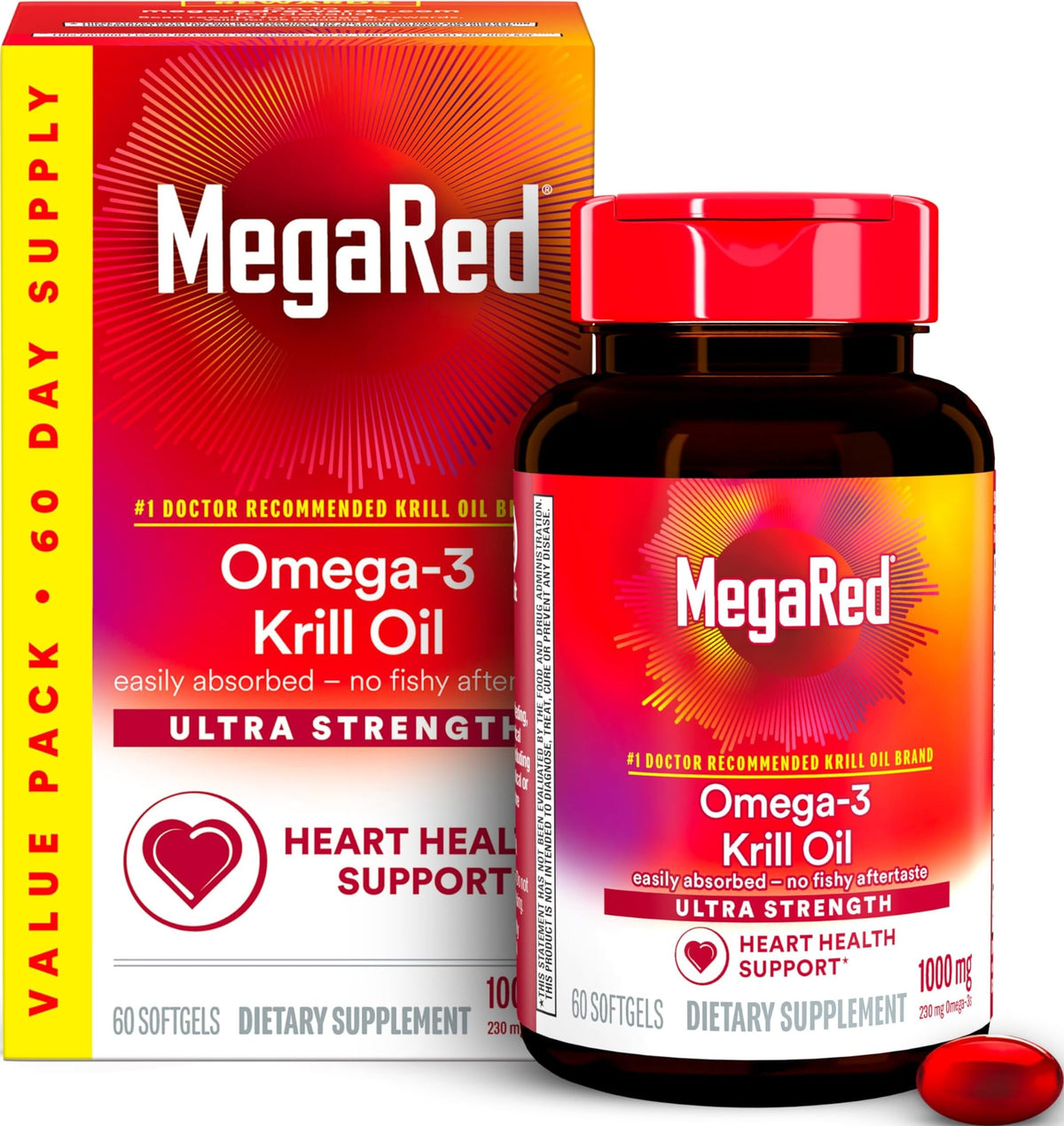 MegaRed Huile de Krill Antarctique 1000mg boîte et gélules