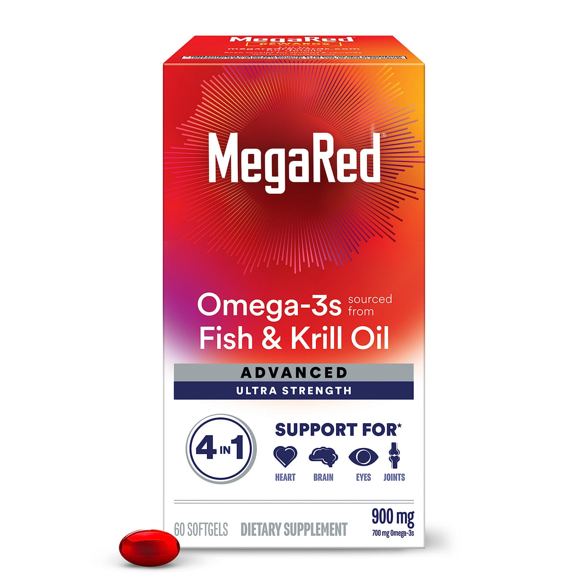MegaRed Omega-3 900mg gélules 4en1 vue de face
