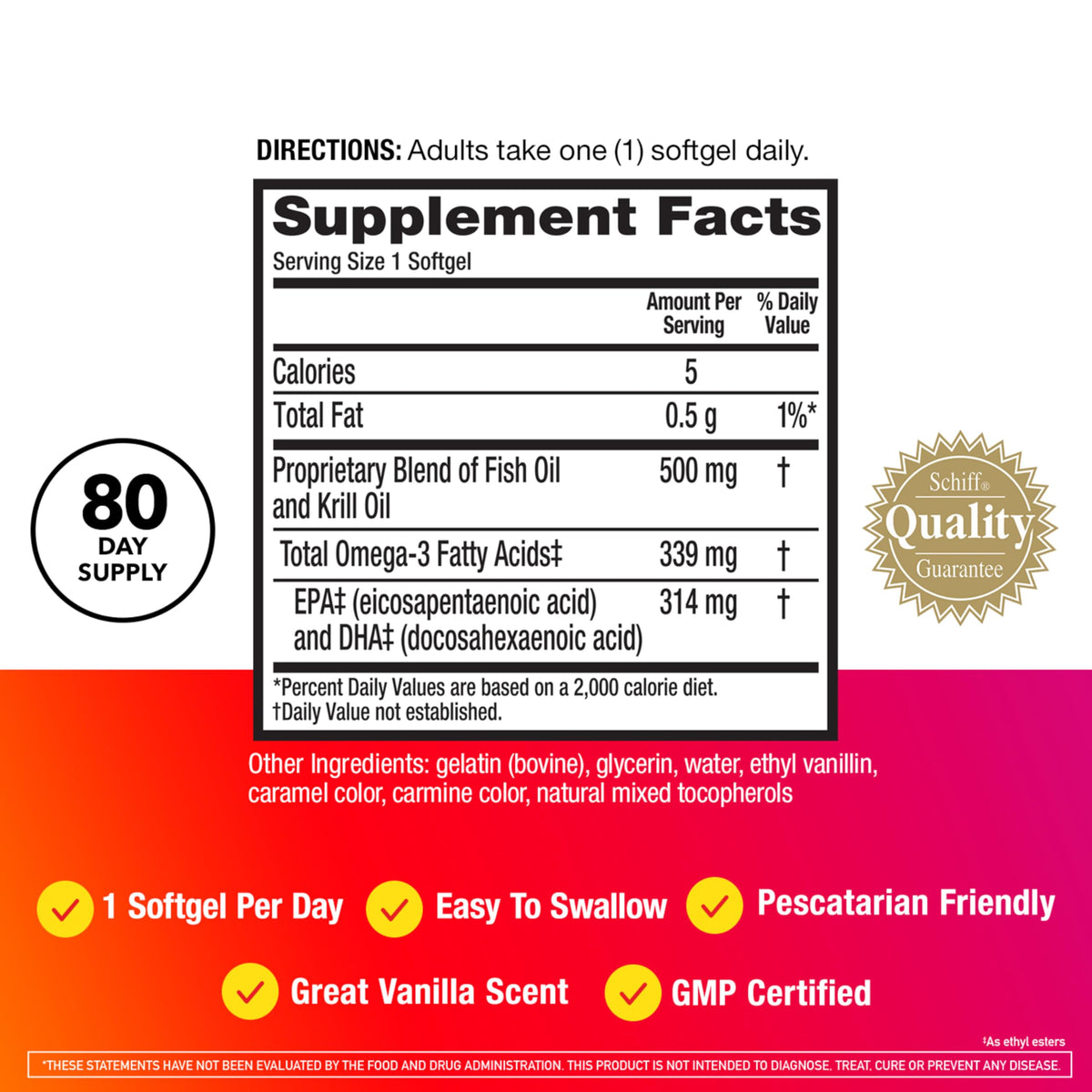 MegaRed Omega 3 capsules sur une surface blanche