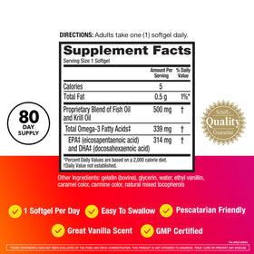 MegaRed Omega 3 capsules sur une surface blanche
