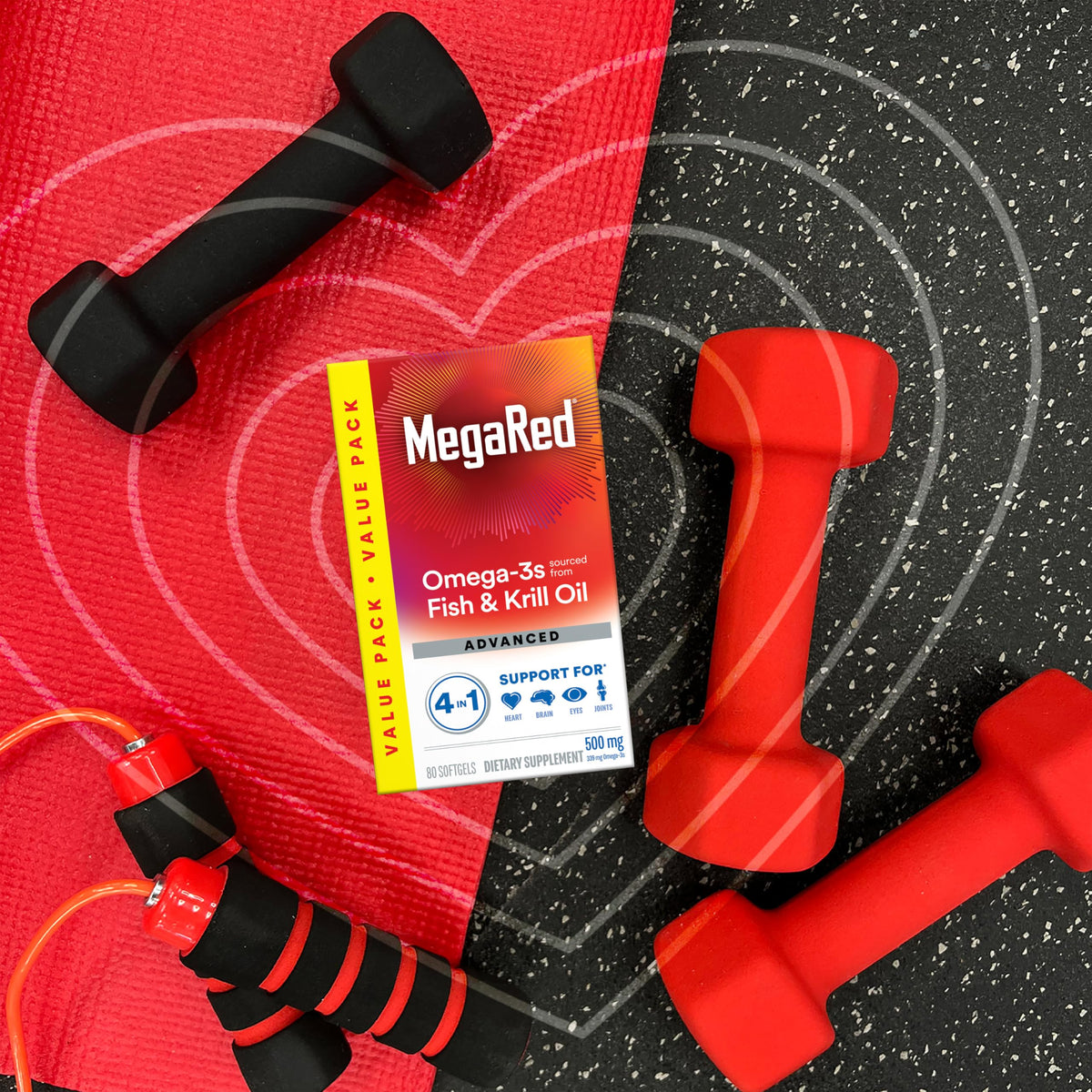 MegaRed Omega 3 vue de côté avec informations nutritionnelles