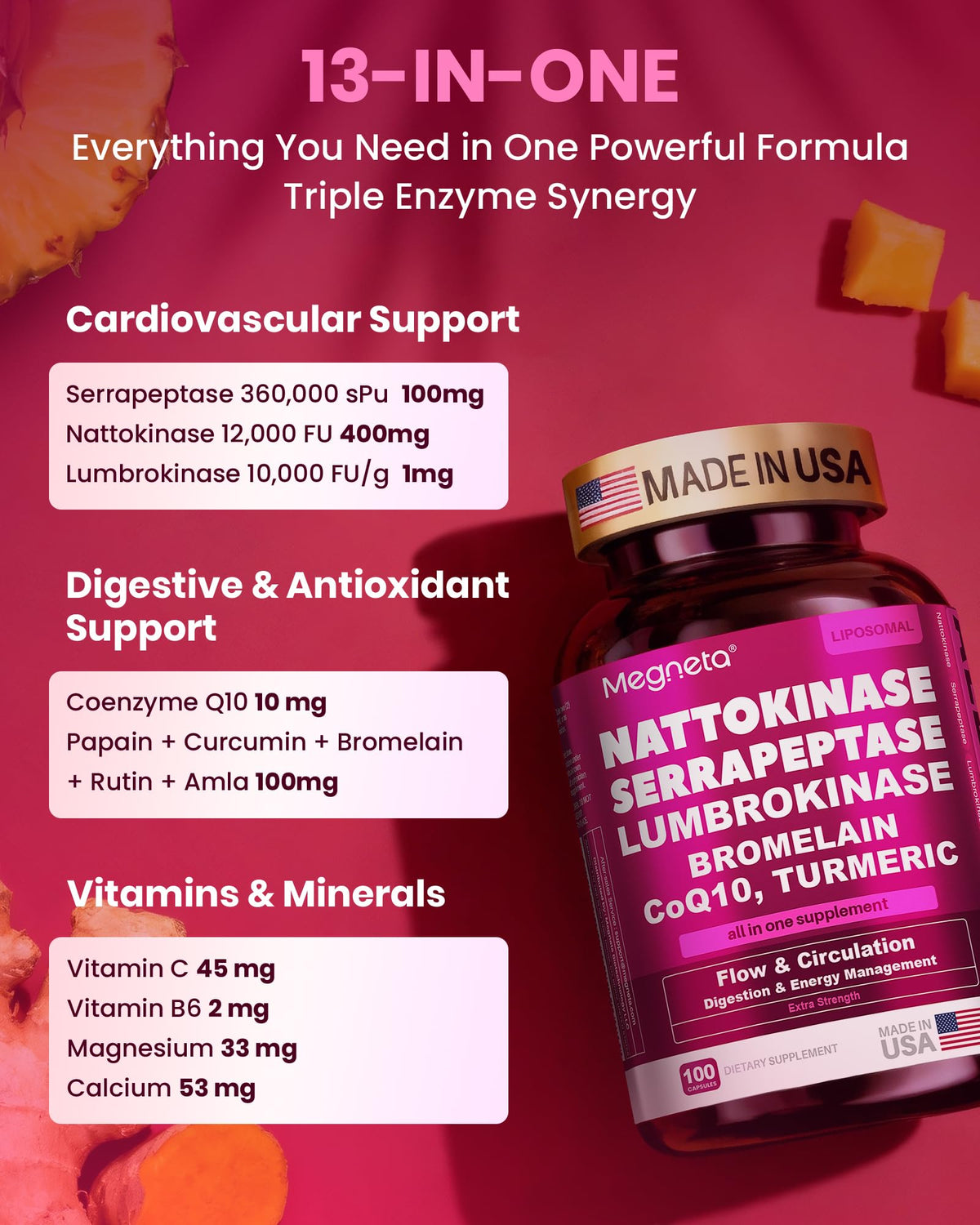 MEGNETA Nattokinase 12 000 FU capsules, vue de côté