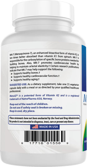 Meilleur Naturals MK-7 100 mcg 60 Vcaps sur une table en bois