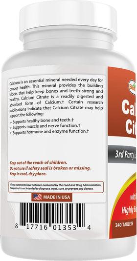 Meilleures pratiques de dosage de Calcium Citrate de Best Naturals
