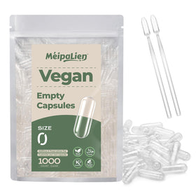 MéipaLien Capsules Vides HPMC Taille 0, transparentes, vue de face