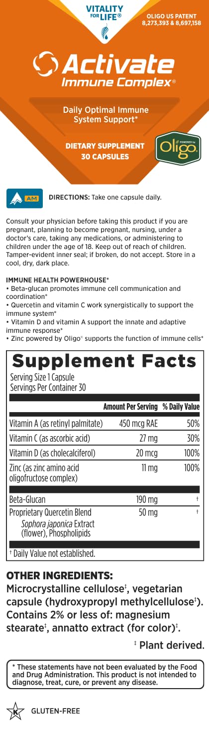 Melaleuca Activate daily wellness Complex 30 Capsules, vue de côté montrant les capsules
