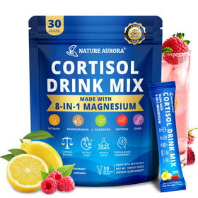 Mélange à boire Cortisol Nature Aurora, sachet de 30 portions, saveur citron framboise