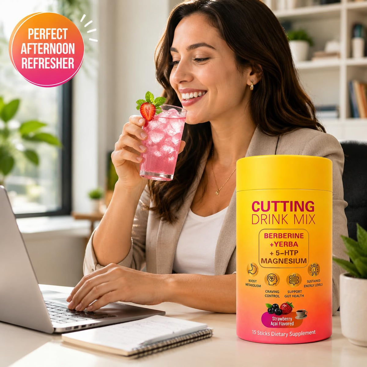 Mélange à Boire QYGCHUSIN Fraise Acai, préparation dans un shaker